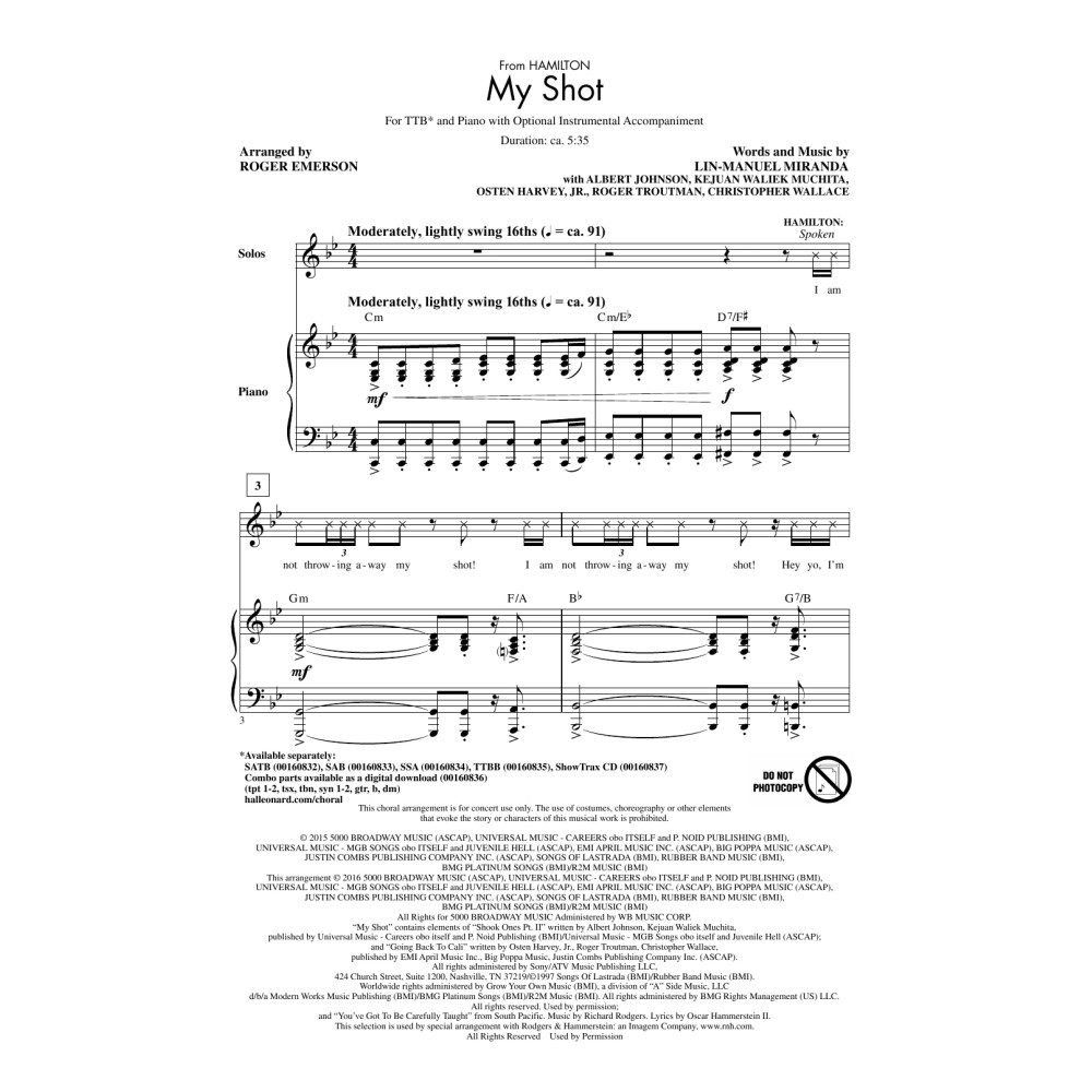 My Shot (from Hamilton) (arr. Roger Emerson)