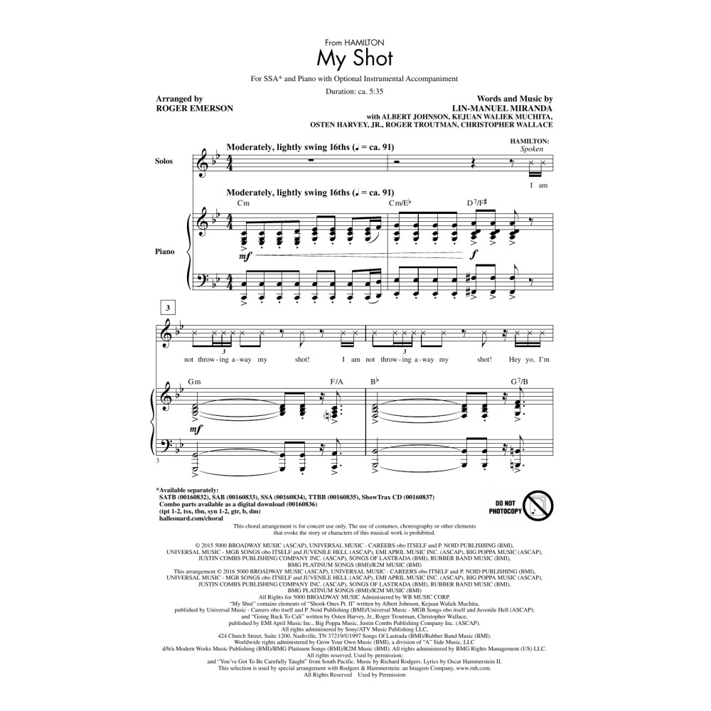 My Shot (from Hamilton) (arr. Roger Emerson)