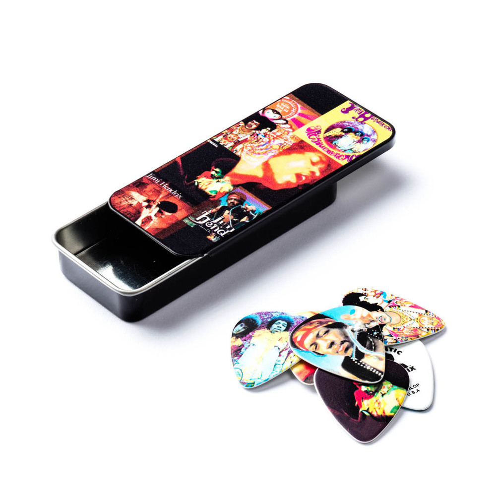 Schachtel mit 12 Dunlop Hendrix Montage Plektren