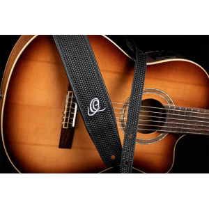 Ortega Gitarrengurt Leder Black Braid