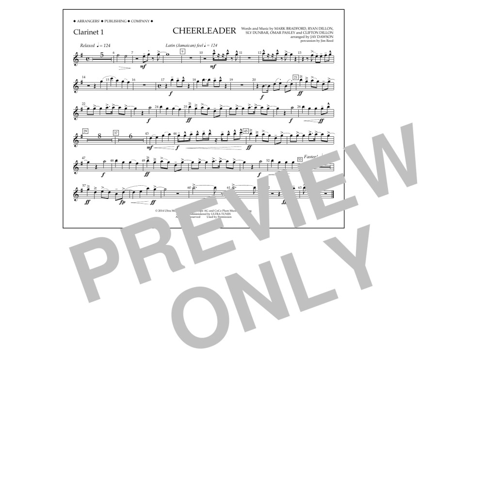 Cheerleader - Clarinet 1