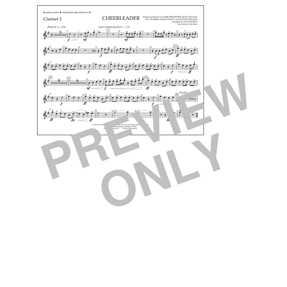 Cheerleader - Clarinet 2