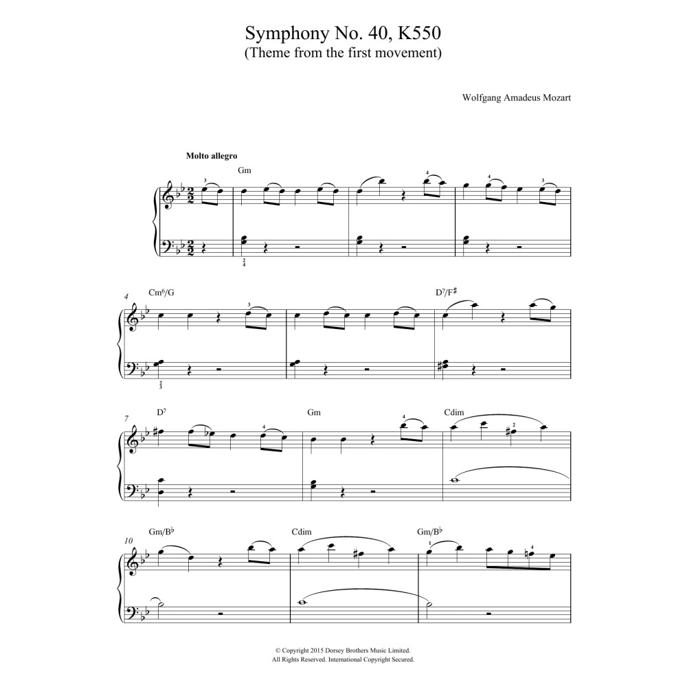 Symphony No. 40 in G Minor K550, 1st Movement Theme