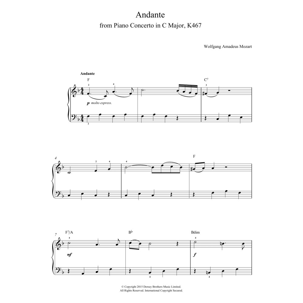 Andante from Piano Concerto in C Major (Elvira Madigan) K467