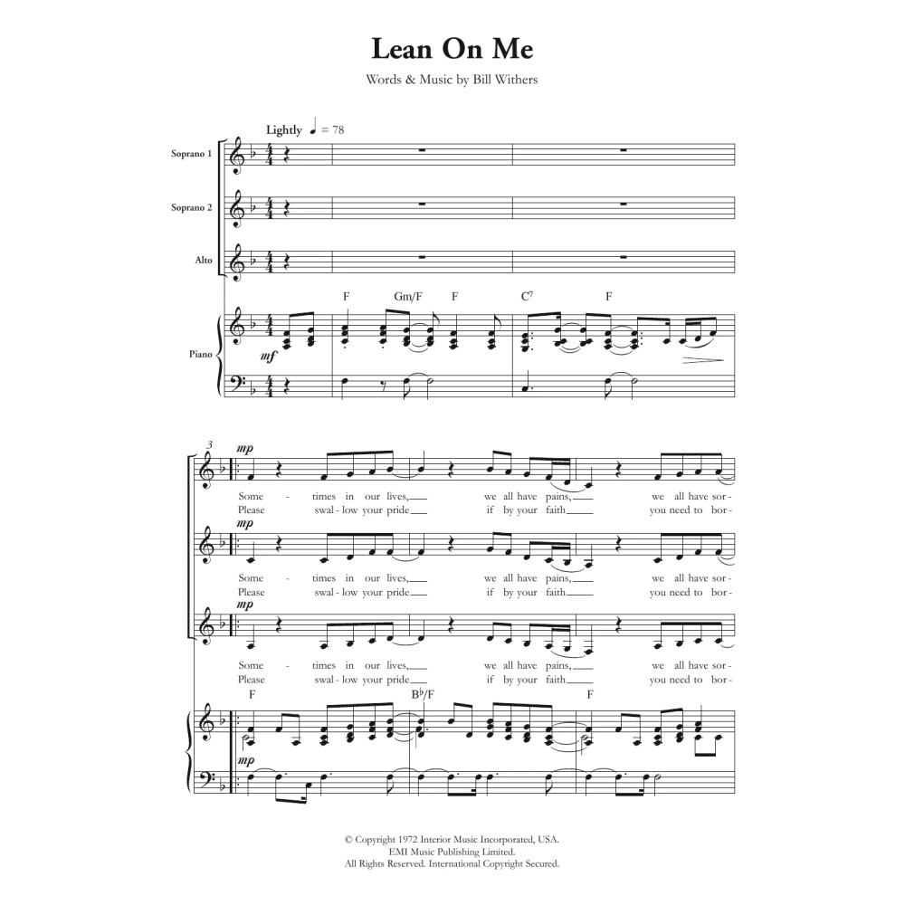 Lean On Me (arr. Berty Rice)