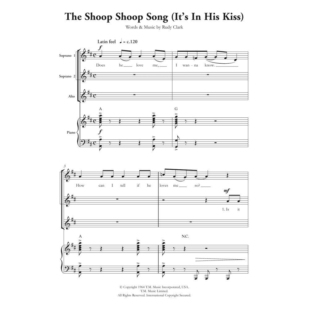 The Shoop Shoop Song (It's In His Kiss) (arr. Berty Rice)