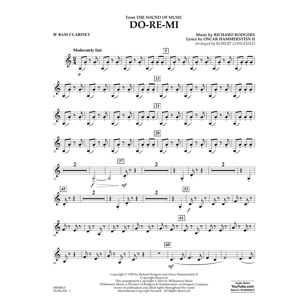 Do-Re-Mi (from The Sound of Music) - Bb Bass Clarinet