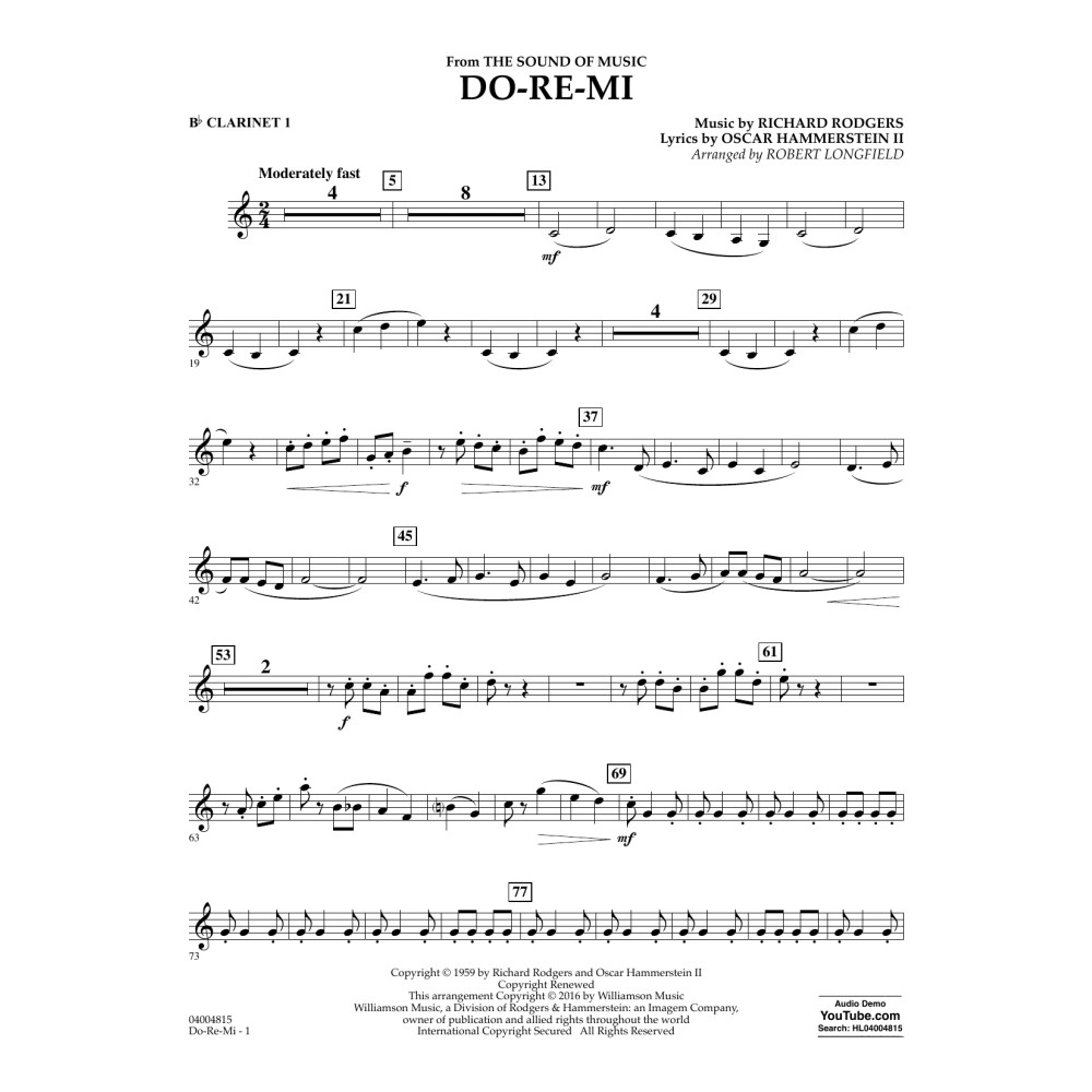 Do-Re-Mi (from The Sound of Music) - Bb Clarinet 1
