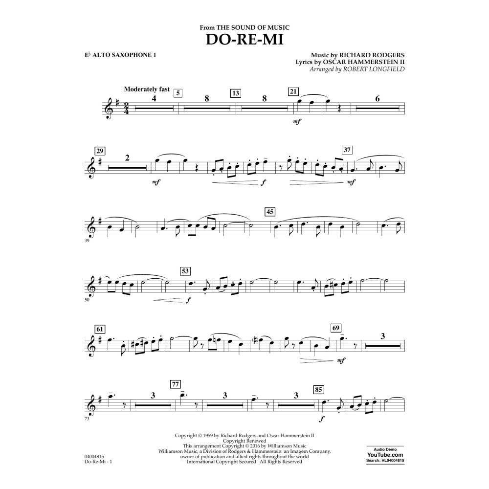 Do-Re-Mi (from The Sound of Music) - Eb Alto Saxophone 1