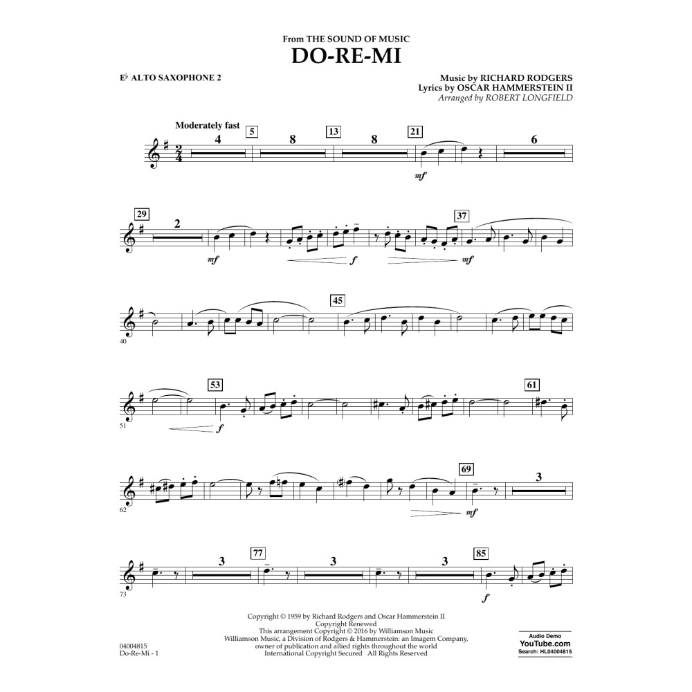 Do-Re-Mi (from The Sound of Music) - Eb Alto Saxophone 2