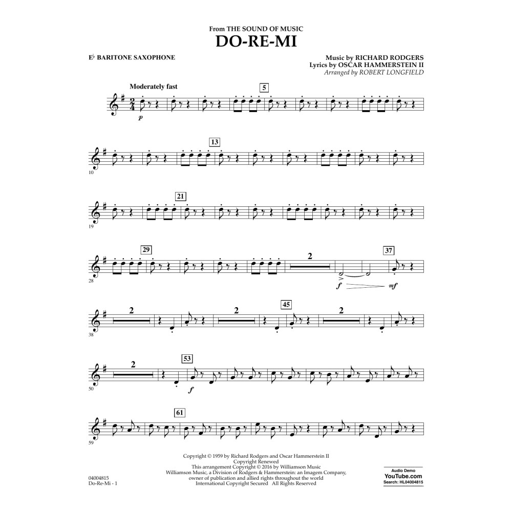 Do-Re-Mi (from The Sound of Music) - Eb Baritone Saxophone