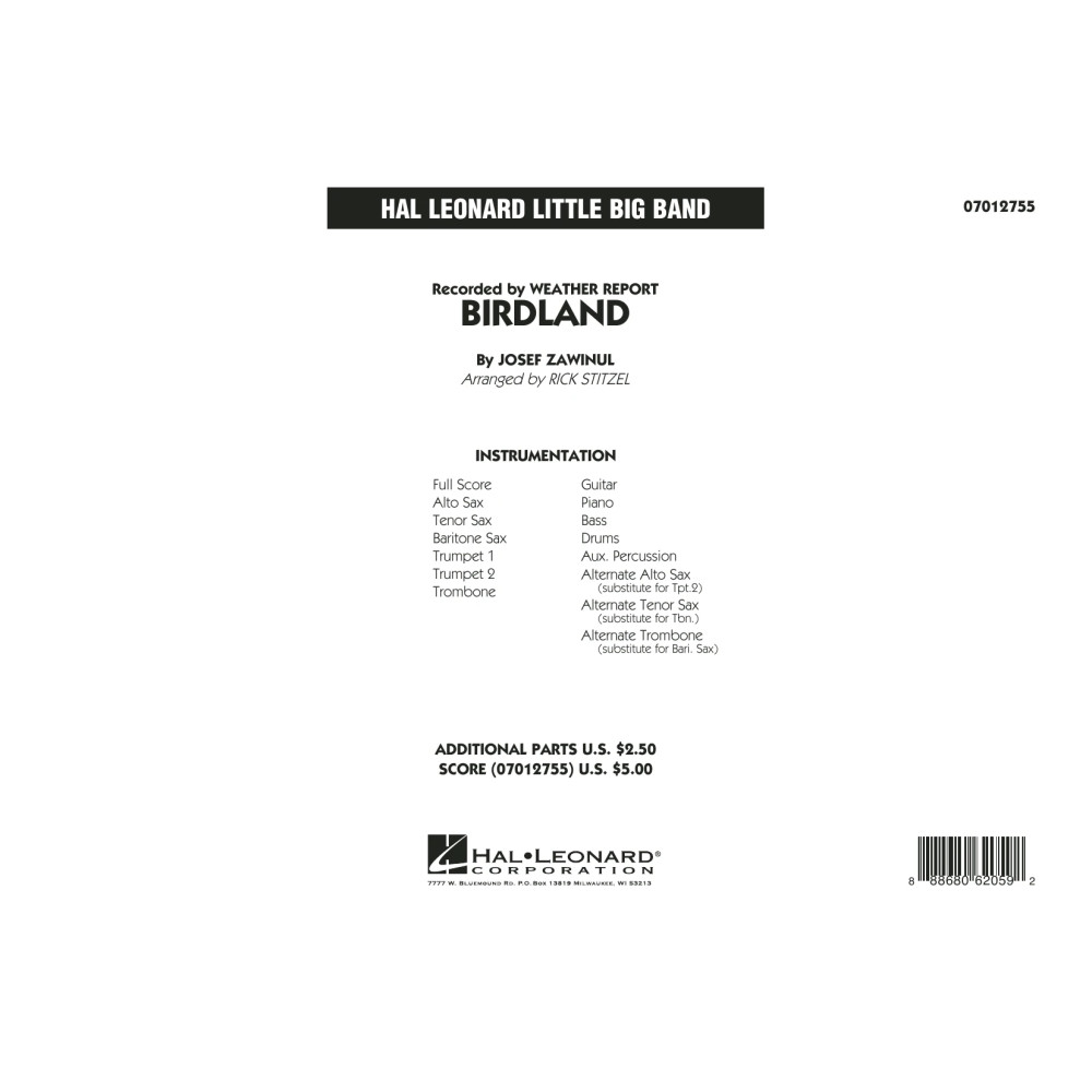 Birdland - Full Score