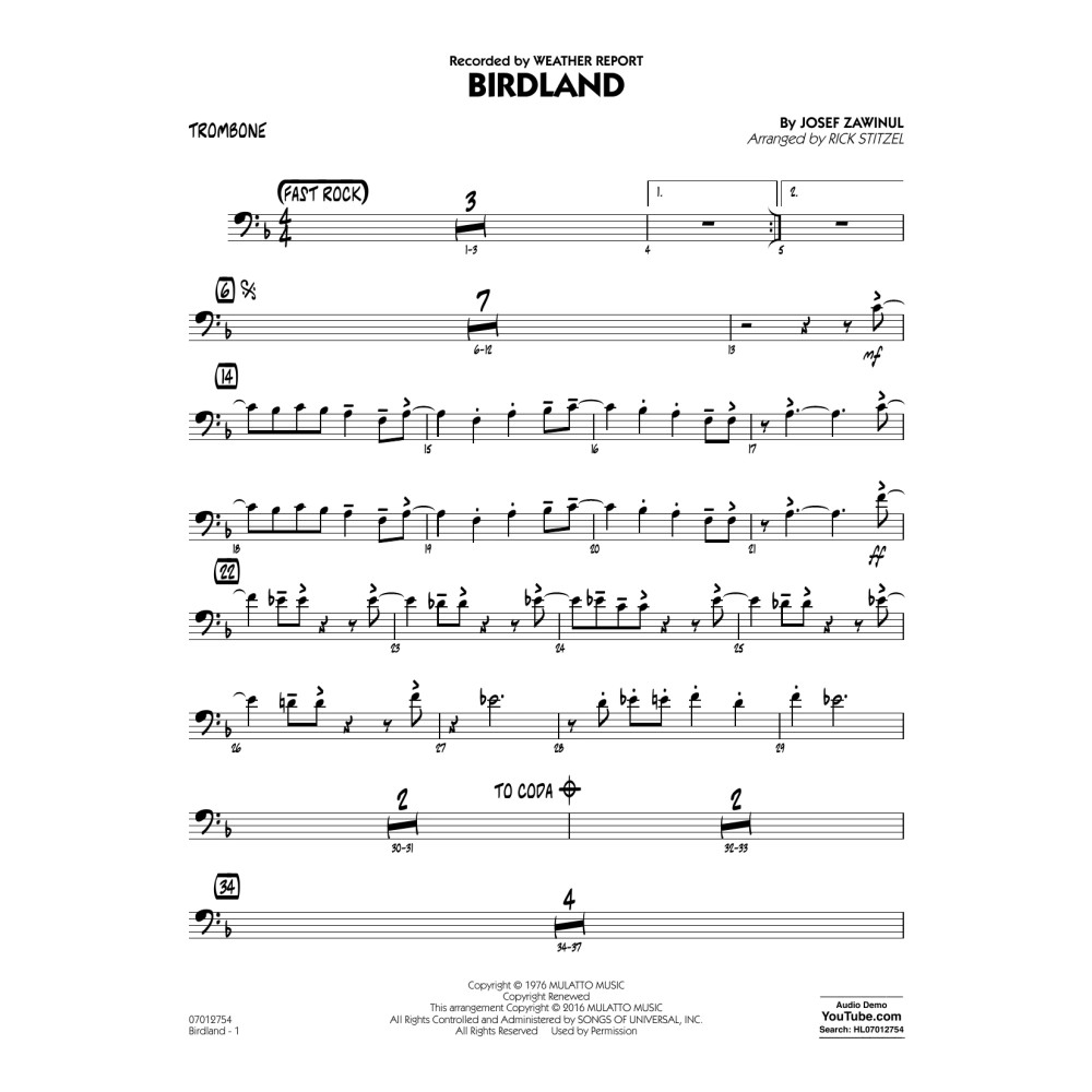 Birdland - Trombone