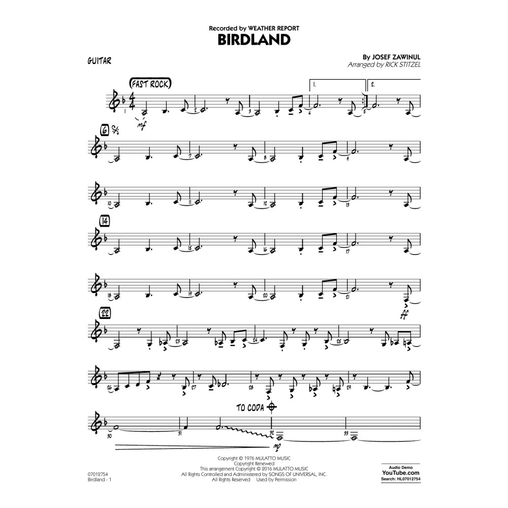 Birdland - Guitar