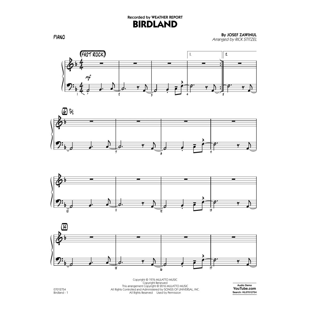 Birdland - Piano