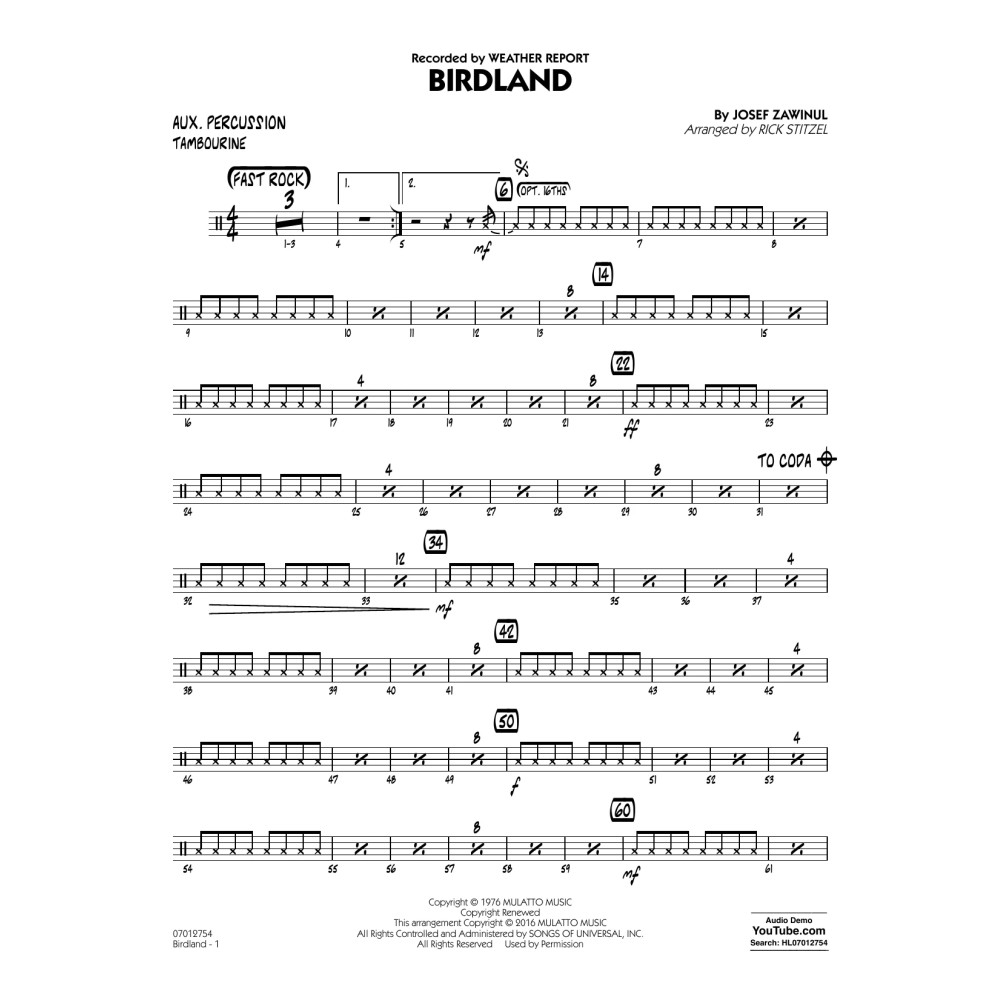 Birdland - Aux Percussion