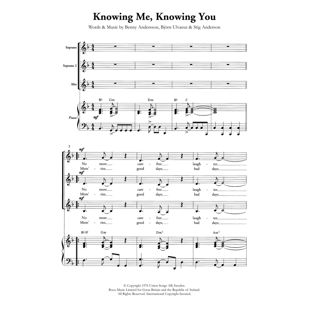 Knowing Me, Knowing You (arr. Berty Rice)