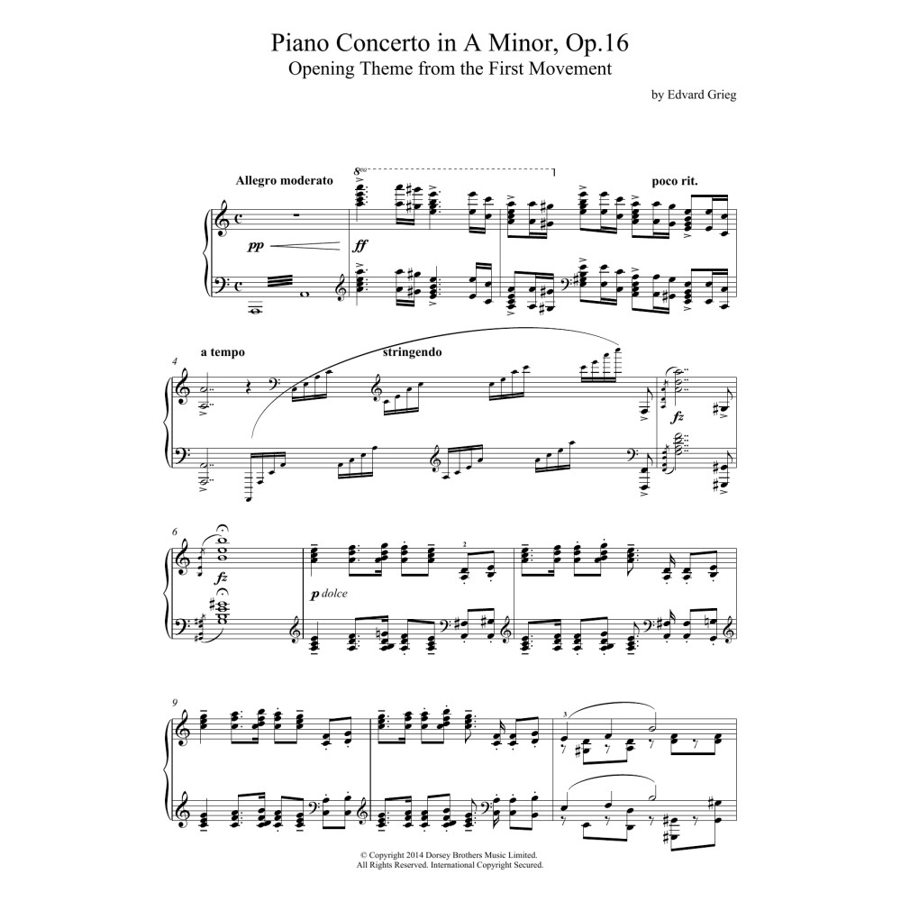 Piano Concerto in A Minor, Op.16, Opening Theme