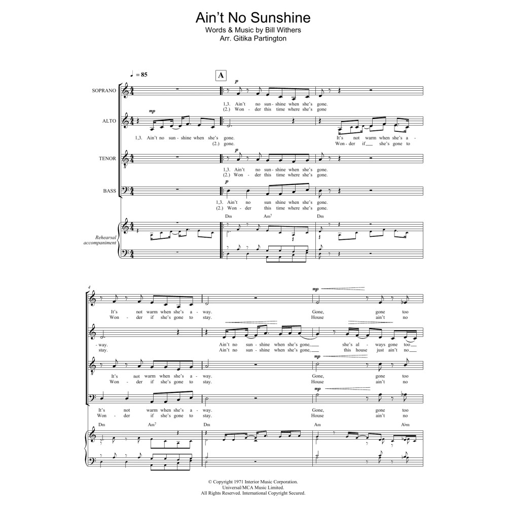 Ain't No Sunshine (Arr. Gitika Partington)