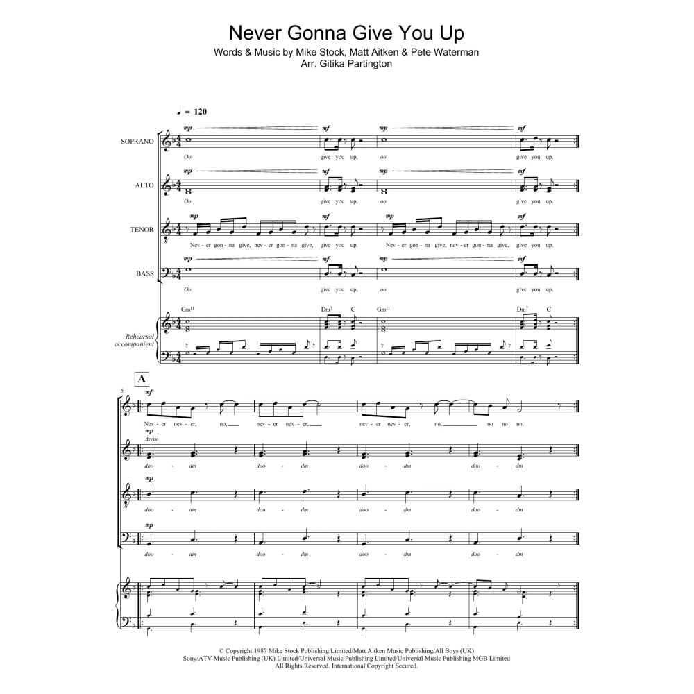 Never Gonna Give You Up (Arr. Gitika Partington)