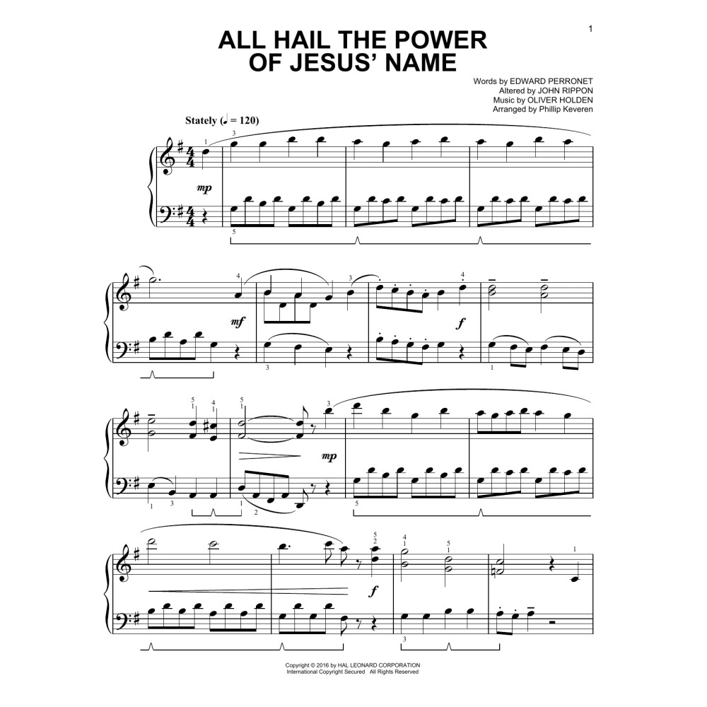 All Hail The Power Of Jesus' Name [Classical version] (arr. Phillip Keveren)