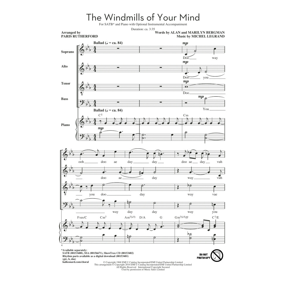 The Windmills Of Your Mind (arr. Paris Rutherford)