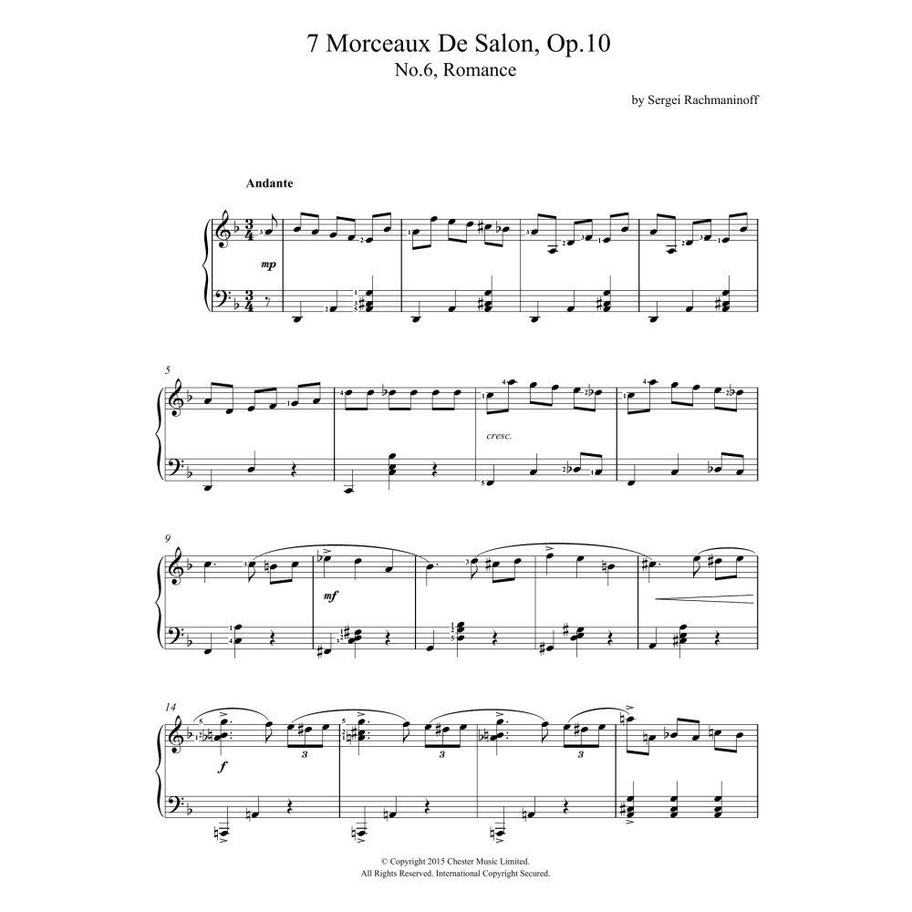 Romance (No.6 From 7 Morceaux De Salon, Op.10)