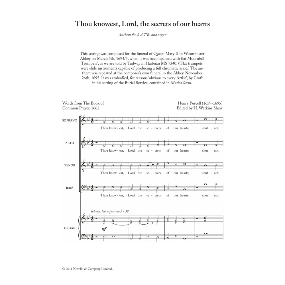 Thou Knowest, Lord, The Secrets Of Our Hearts