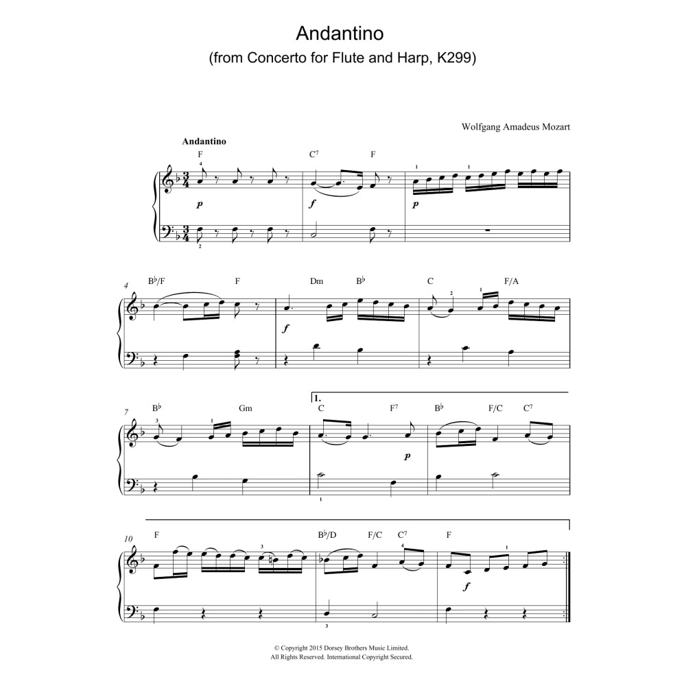 Andantino (from Concerto for Flute and Harp, K299) (excerpt)