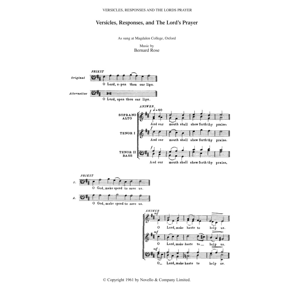 Versicles, Responses And The Lord's Prayer