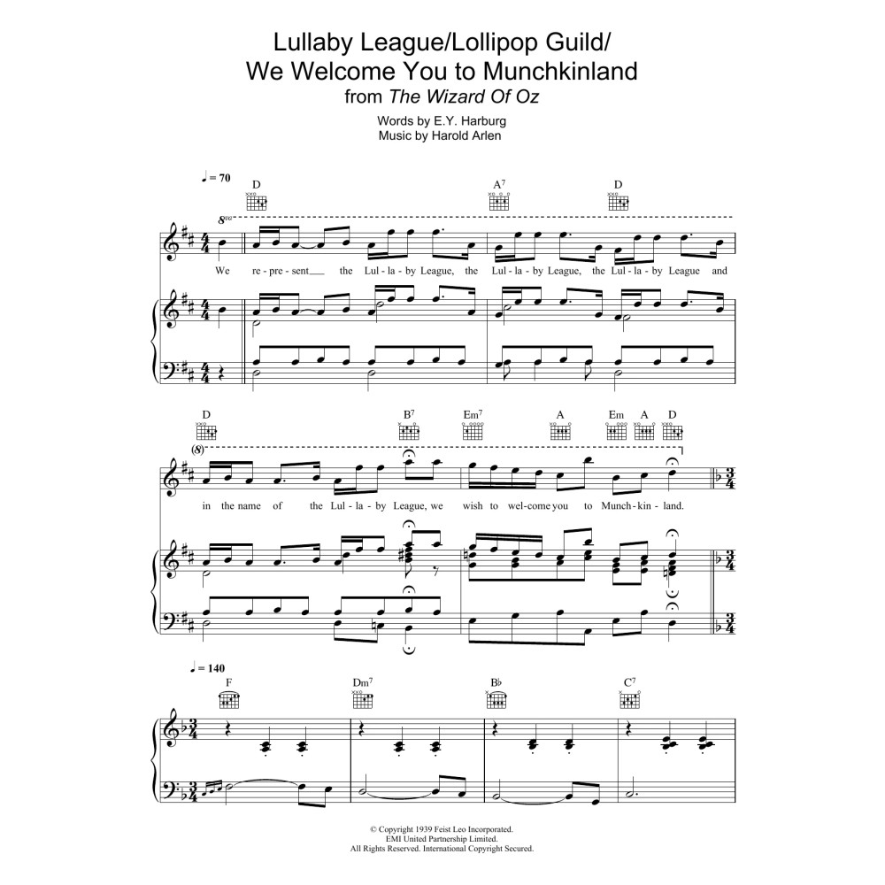 Lullaby League/Lollipop Guild/We Welcome You To Munchkinland (from 'The Wizard Of Oz')