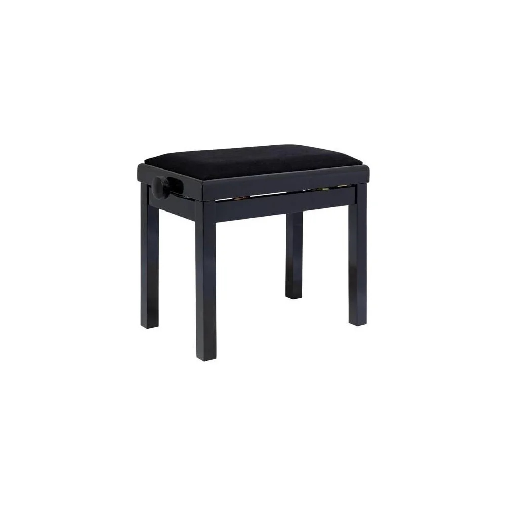Stagg PB06G Banqueta de Piano Negro Brillante Terciopelo Negro