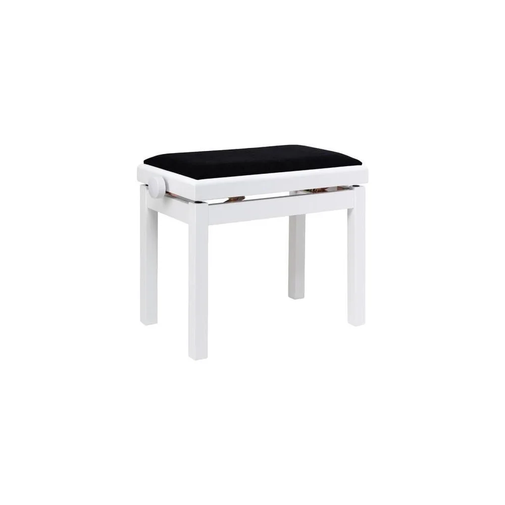 Stagg PB06G Banqueta de Piano Blanco Mate Terciopelo Negro