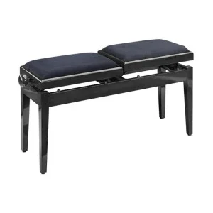 Stagg PB245 Banquette Piano Double Noir Brillant Velours Noir