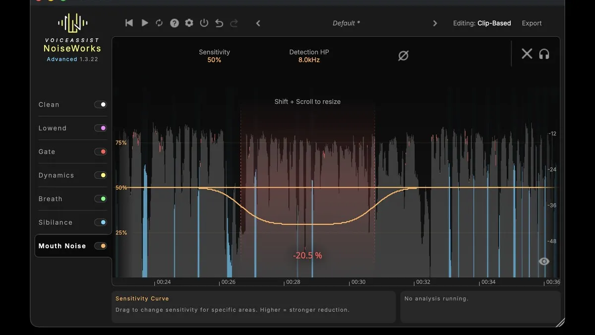 Courbe de detection du bruit de bouche dans VoiceAssist