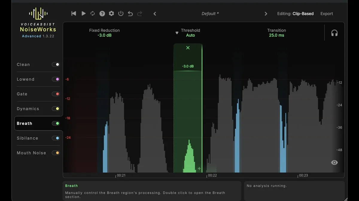 Reglages de respiration et de sibilance dans VoiceAssist