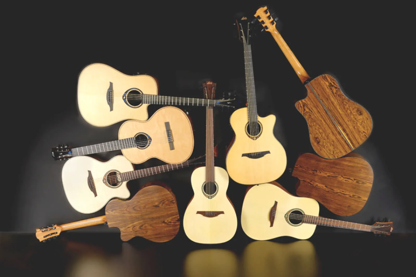Kollektion von Lag-Gitarren - verschiedene Modelle