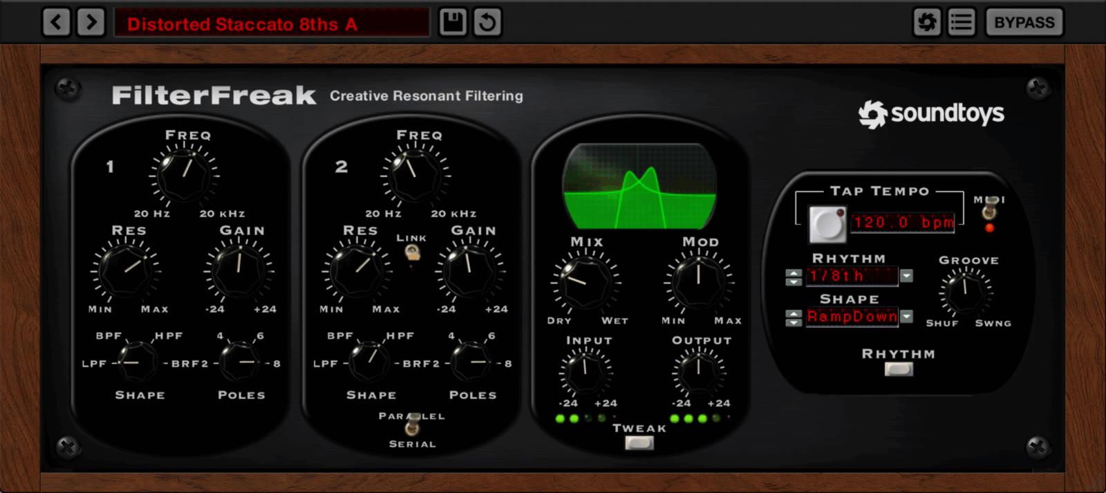 Soundtoys FilterFreak - Interface du filtre analogique créatif