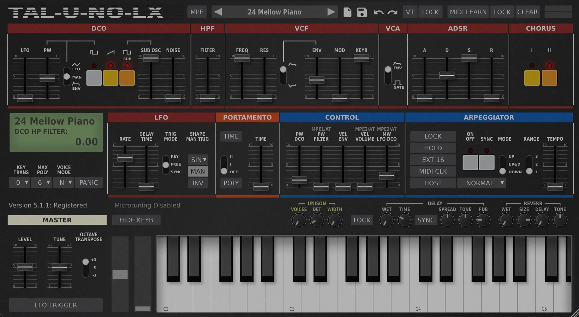 TAL Software - TAL-U-NO-LX TAL-U-NO-LX Roland Juno-60 emulation