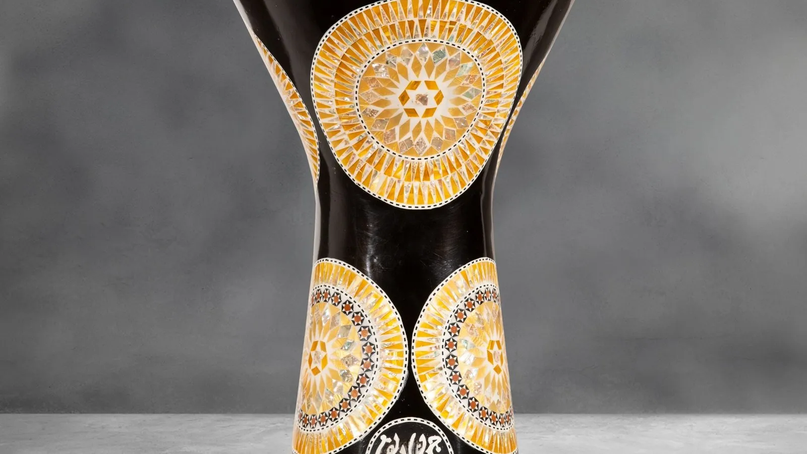 Mother-of-pearl detail on a Gawharet El Fan darbuka