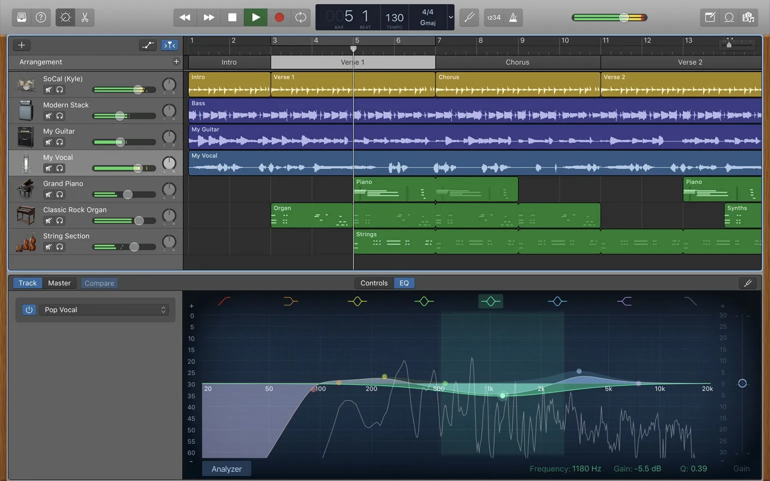 GarageBand : session de composition et de mixage