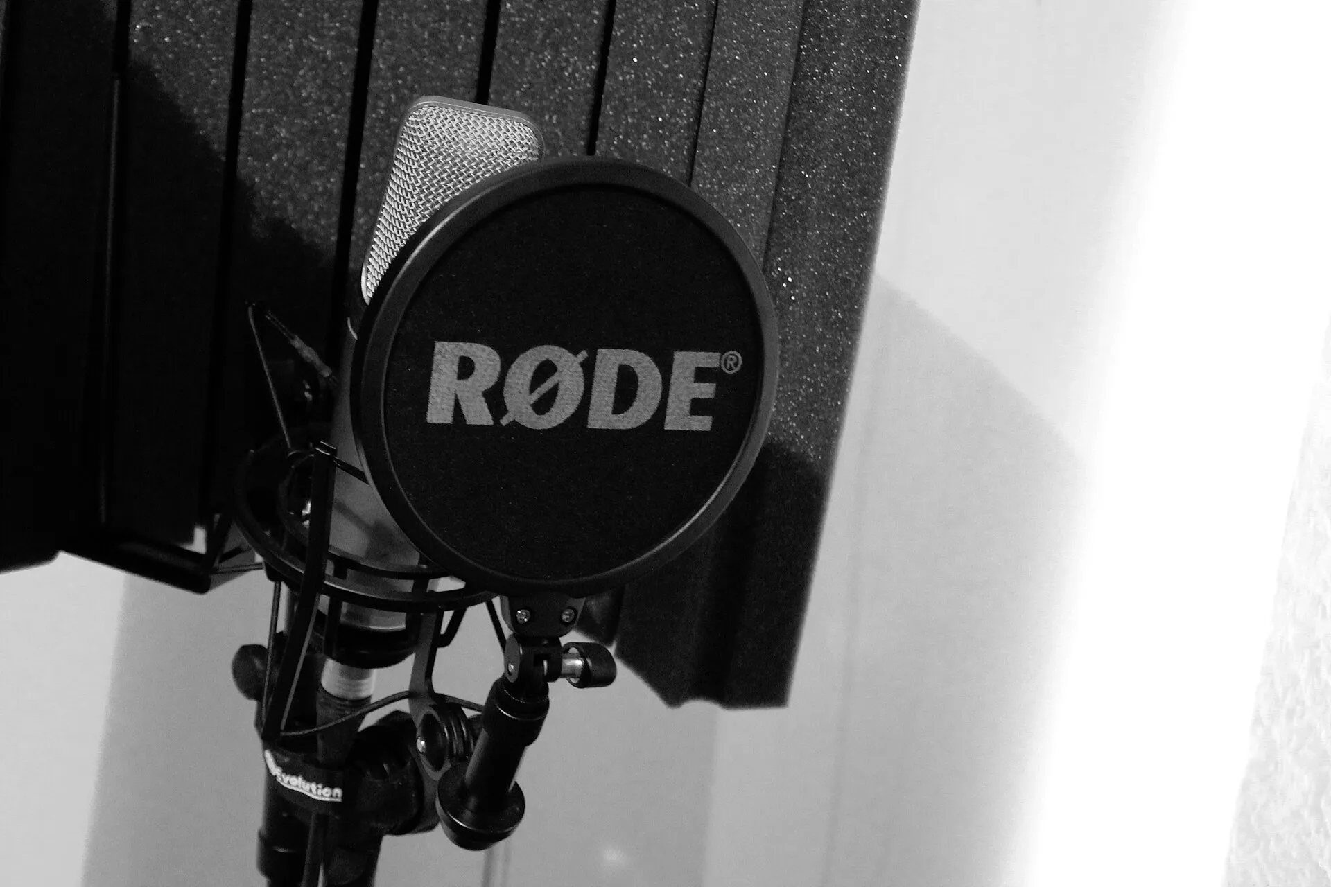 Micro condensateur avec filtre anti-pop en studio