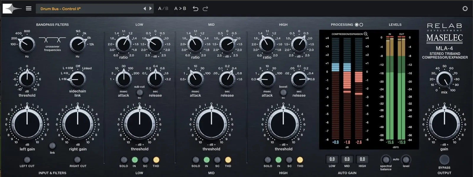 Interface du Maselec MLA-4 de Relab Development